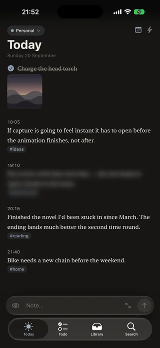 Today’s notes in dark mode